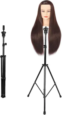 Productafbeelding van Trainingsstatief Pruiken - Kapstatief Pruik - Haarstyling Oefenen - Stabiel Driehoeksonderstel - 89-141 cm - Zwart