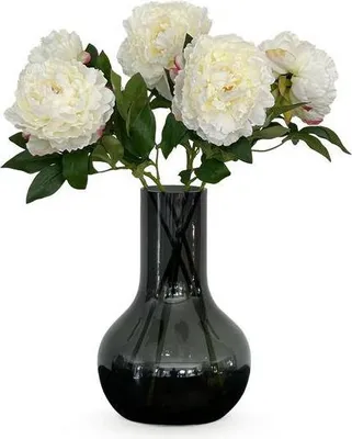Immagine prodotto di Bouquet artificiale di peonie color crema - 5 pezzi da 65cm ciascuno - Fiori