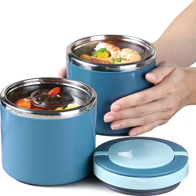 Produktbild von Thermobehälter mit Griff , 1000ml Edelstahl Warmhaltebehälter für Kinder , Thermo Lunchbox Speisebehälter Essensbehälter Warmhaltebox , praktischer Müslibecher für Essen Suppen Babybrei…