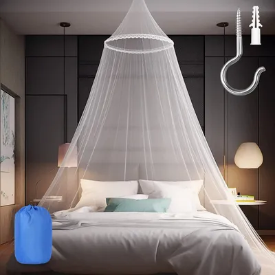 Produktbild von Sublaga Moskitonetz Betthimmel für Mädchen weiß hängend Deko Schlafzimmer Schutz vor Mücken & Insekten 60x270x1050cm