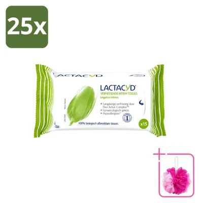 Zdjęcie produktu dla 25 chusteczek do pielęgnacji intymnej Lactacyd, odświeżające – biodegradowalne – opakowanie ekonomiczne – 25 sztuk
