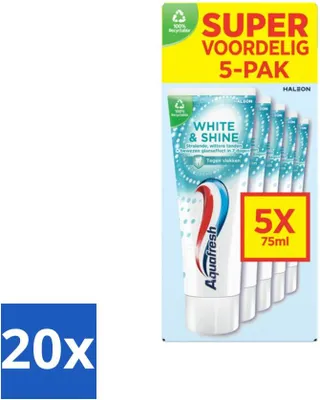 Produktbild von Aquafresh White & Shine Zahnpasta – Weißere Zähne – Vorteilspackung – 5 Tuben - Vorteilspack - 20 Stücke