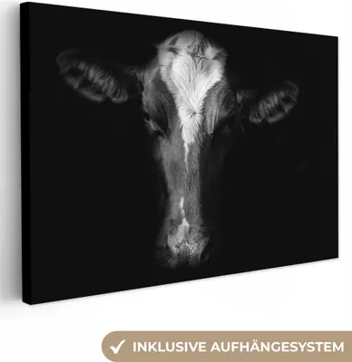Produktbild von OneMillionCanvasses® - Leinwandbilder - 140x90 cm, Kuh - Tiere - Schwarz, Wandbilder Kunstdruck Wanddekoration