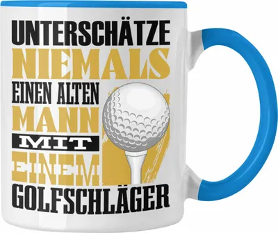 Produktbild von Trendation - Golfer Tasse Geschenk für Golfspieler Lustiger Spruch Unterschätze Niemals Alten Mann mit Golfschläger (Blau)