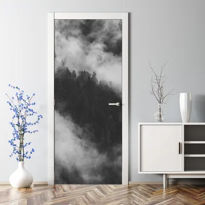 Produktbild von Dekorative Tür Wandaufkleber Wandtattoo selbstklebend dekoration Nebliger Wald Baum 85 x 200 cm