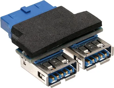 Productafbeelding van USB Adapter - Interne Aansluiting - Uitbreiding Poorten - 2x USB A naar Pin Header - 5 cm Kabel - Zwart