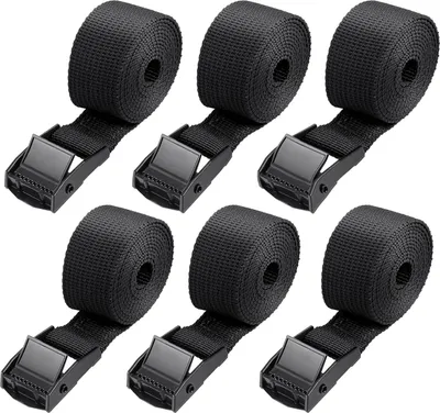 Produktbild von 6 Stück Spanngurte kurz, Spanngurt 1m, Verstellbare Zurrgurte mit klemmschloss, für Motorrad, Gepäckpakete, Camping (Schwarz)