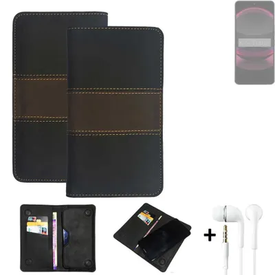 Produktbild von K-S-Trade Handyhülle + Kopfhörer kompatibel mit Sharp Aquos R8s Pro Schutzhülle Walletcase Bookstyle Tasche Schutz Case Hülle Wallet Cover