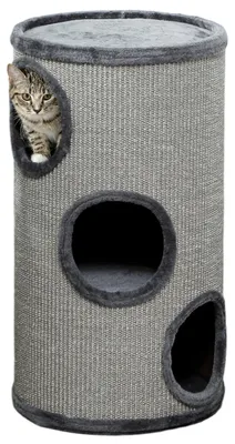Productafbeelding van Krabpaal met 3 niveaus, inclusief een kraboppervlak van sisaltouw, krabpaal voor katten, 38 cm x 38 cm x 70 cm, grijs