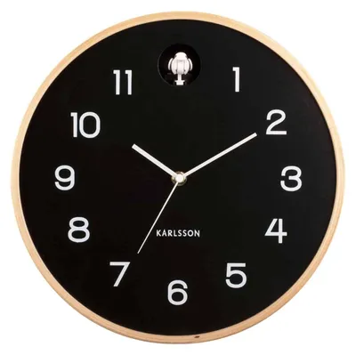 Kuckucksuhr Natural Cuckoo, Schwarz, Ø31,5 cm, Holz