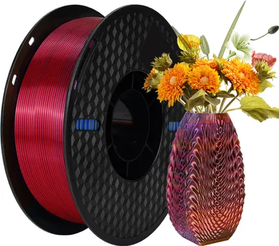 Obrázok produktu pre KINGROON PLA filament pre 3D tlačiarne, 1 kg, 1,75 mm, trojfarebný, hodváb, PLA filament, materiál pre 3D tlač, rozložiteľný, šetrný k životnému prostrediu, cievka, presnosť rozmerov +/- 0,03 mm, štandard, 1 rolka strieborná, červená, zlatá, modrá