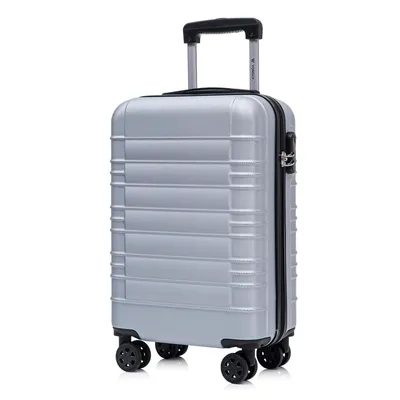 Produktbild von Koffer Trolley Reisekoffer Suitcase, Rollkoffer Handgepäck ,mit 4 Rollen360°, Hartschalenreisekoffer, Zahlenschloss, Weicher Gummigriff (M,Silber)