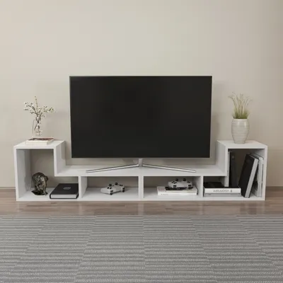 Image de Meuble TV Decorotika Tetris pour téléviseurs jusqu'à 55 pouces | Blanc