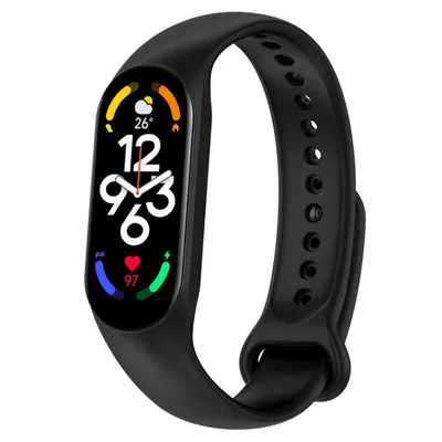 Produktbild von Silikon-Smartwatch-Armband – Passend für Xiaomi Mi Band 7 – Schwarz – Strap-it Uhrenarmband / Armband