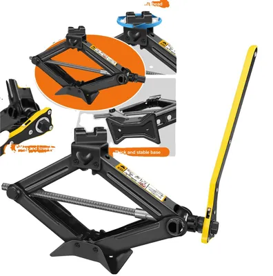 Obrázok produktu pre Nožnicový zdvihák, nosnosť 2 tony, výškový rozsah 110–390 mm, hmotnosť 2 kg, rozmery 50 cm x 24 cm x 11 cm, vhodný pre malé až stredne veľké vozidlá