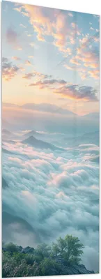 Produktbild von Glasbild 40x100cm in XXL für Wohnzimmer, Schlafzimmer Motiv Morgennebel in Bergen