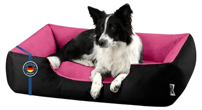 Obrázek produktu pro Pelíšek pro psy LUPI pratelný,(XL) cca 100x85x23cm,BLACK-PASSION (černá/růžová)