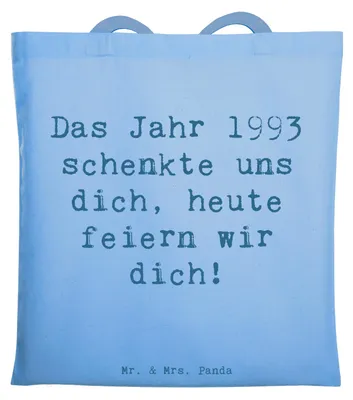 Produktbild von Mr. & Mrs. Panda Shopping Tasche Spruch 1993 Geburtstag - Sky Blue - Geschenk, Alter, Tote Bag, Laptoptasche, Happy Birthday, Geburtstagsgeschenk, Stoffbeutel, Beutel