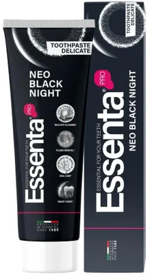 Zdjęcie produktu dla Pasta Do Zębów Wybielająca Bez Fluoru Unisex Essenta Neo Black Night 75 Ml