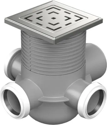 Image de Siphon latéral Chud?j D50/75 MULTI, cadre en acier inoxydable, grille LABYRINTH L1 801 N