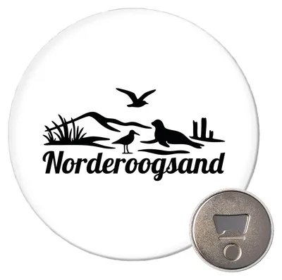 Produktbild von Huuraa Magnet Norderoogsand Strandmotiv 59mm Kühlschrankmagnet rund Flaschenöffner Geschenkidee