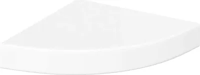 A white corner shelf on a white background.