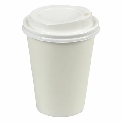 Produktbild von 50x Heiß- und Kaltgetränkebecher weiß mit Deckel Pappe beschichtet 200 ml