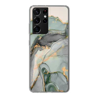 Produktbild von MuchoWow® Handyhülle Schutzhülle Hülle für Samsung Galaxy S21 Ultra Gold - Marmor - Grün - Luxus - Glitzer - Marmoroptik Silikon Softcase Handy Hülle - Mobiltelefon
