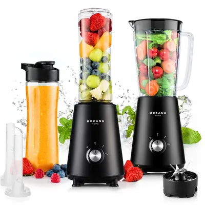 Mozano Nutri Sport Standmixer, 350 W, 1 l, 2 Tritanflaschen, schwarz