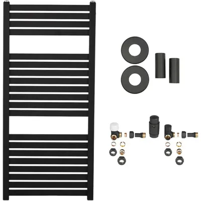 Imagen del producto de Juego de radiador para baño Vincenzo - calefacción central - conexión lateral - 300W -  mate - 970x450 mm