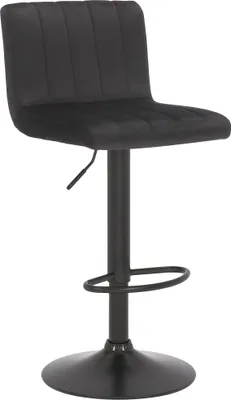 Produktbild von Barhocker NUBEL - Samt Schwarz 41x49x87 cm | Barstuhl Höhenverstellbar Mit Lehne Drehbar Tresenhocker Tresenstuhl Kneipenhocker Kneipenstuhl