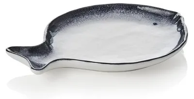 Produktbild von 18x Fischteller, weiß blau, 21 x 16 x 2 cm, Porzellan