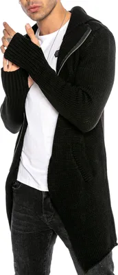Produktbild von Red Bridge Herren Strickjacke Cardigan Hoodie Long Asymetric Cut