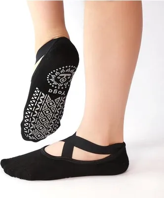 Produktbild von Go Go Gadget – Ballerina Yoga‘ Dance Yoga & Pilates Socken – rutschfest, geschlossene Zehen, Schwarz