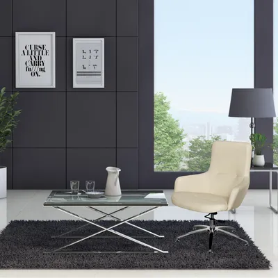 Immagine prodotto di Poltrona relax - Poltrona - Sedia girevole - Poltrona reclinabile - Ecopelle, colore crema