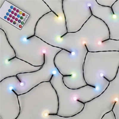 LED vánoční cherry řetěz – kuličky, 10 m, RGB, ovladač, programy, časovač