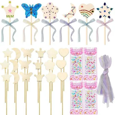 Produktbild von Schwänkelspielset für Prinzessinnen - 18 Holz-Zauberstäbchen - Kreative Bastelaktivitäten für Kinder