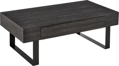 Image de Table basse, table d'appoint, tiroir, étagères, structure en acier, montage facile, design moderne, salon