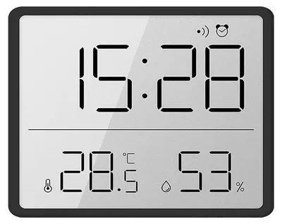 Zdjęcie produktu dla Cyfrowy budzik, ekran LCD, temperatura, wilgotność powietrza, wyświetlanie czasu, elektroniczny, do domu, sypialni, biura, czarny 8218