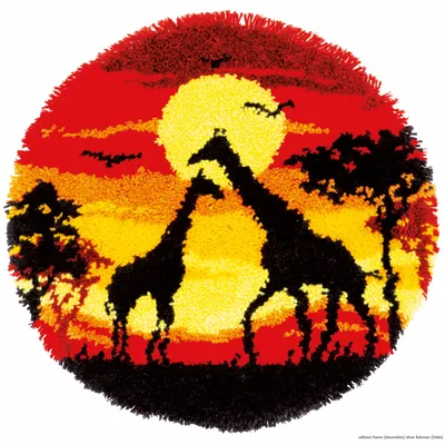 Produktbild von Vervaco, Knüpfformteppichpackung Giraffen im Sonnenuntergang