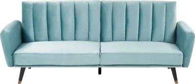 Zdjęcie produktu dla BELIANI Sofa rozkładana jasnoniebieska welurowa funkcja spania glamour duży pokój salon pokój gościnny łóżko kanapa wersalka tapczan