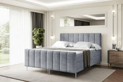 Produktbild von ALTDECOR Boxspringbett mit Silber Füßen, Matratze und Lattenrost, Topper, Fußteil, Polsterbett mit Bettkasten, Bett mit Stauraum H4-Matratze, Doppelbett - OTTA-FS-Z - 140x200 - Grau Casablanca
