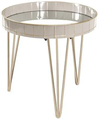 Image de Azomor : élégante table d'appoint avec miroir et structure métallique de style Art déco