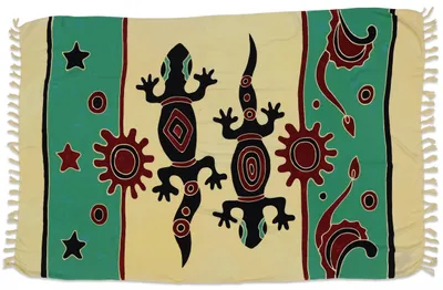 Produktbild von Handbemaltes Sarong Tuch, Bali Sarong, Wandtuch, Wickelrock, Sarongkleid - Modell 14, Uni, Creme-weiß, Viskose, 160*110 cm, Sarongs & Tücher