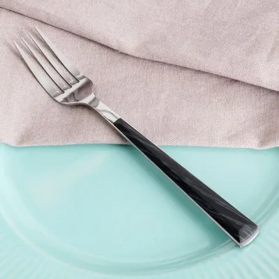 Obrázok produktu pre Jedálenská vidlička 20,5 cm, nerez, čierna imitácia dreva, vhodná do umývačky