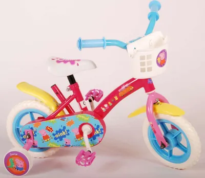 Produktbild von TPFSports Peppa Pig Kinderfahrrad - Mädchen - 10 Zoll - Fester Gang - Pink/Blau