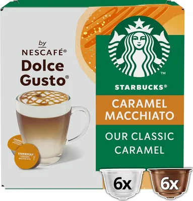 Produktbild von Starbucks by Nescafe Dolce Gusto Caramel Macchiato Arabica Kaffee 12 Kapseln