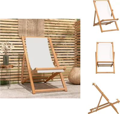 Produktbild von vidaXL Liegestuhl Teak 56×105×96 cm Creme - Gartenstühle