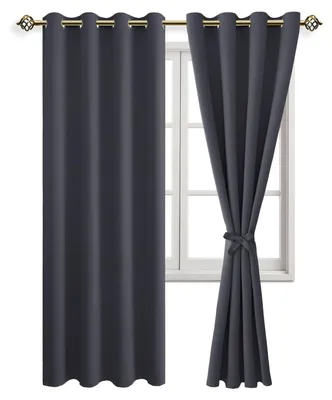 Verdunkelungsvorhänge mit Ösen, dunkelgrau, 2 Stk., 228x140 cm