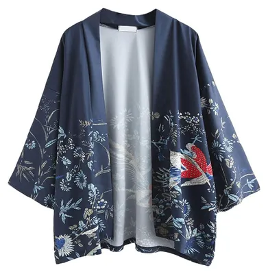 Image de G-LIKE : Veste kimono japonaise, modèle haori, motif floral, style Harajuku, pour femmes et hommes